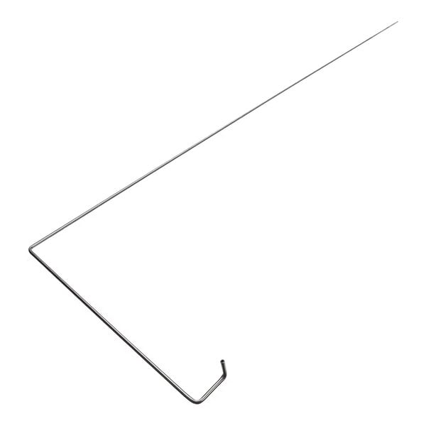 A long, thin, bent metal rod without fittings, likely used as a flexible tube or support component.