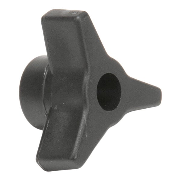 A black three-point knob with a central hole, designed for use with Biro equipment.