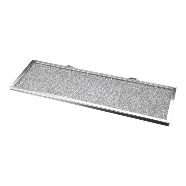 A rectangular metal mesh filter measuring 18 inches by 6 inches.