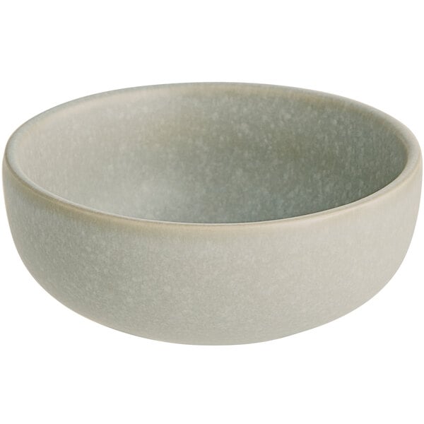 A small, round, ash gray bowl with a matte finish.