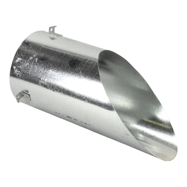 A metal flue deflector with a bracket, designed for use with a 6-inch vent system.