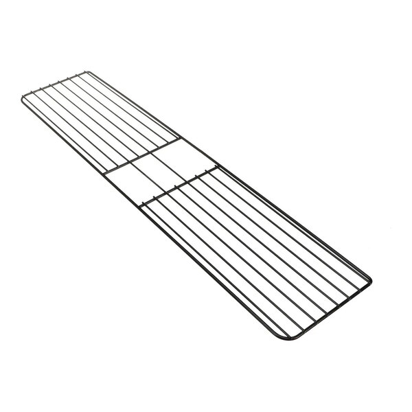 A long, rectangular metal cup rest with parallel bars, designed for use with beverage dispensers.