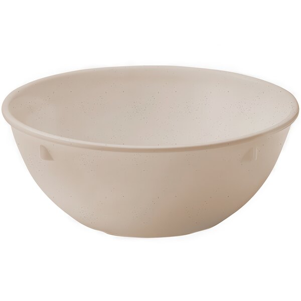 A sandstone GET Melamine bowl with speckled edges.