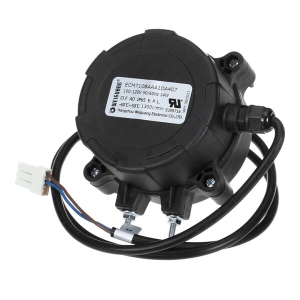 An Arctic Air 69742 evaporator fan motor with attached wiring and a label indicating specifications.
