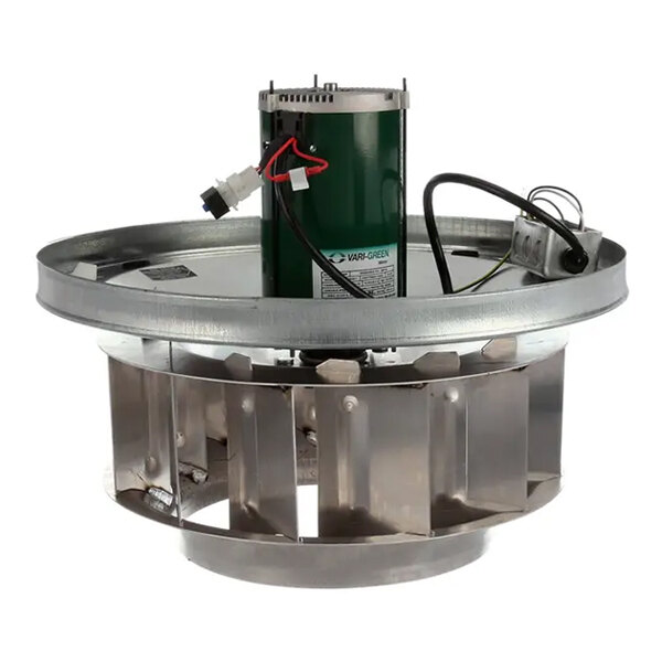 A metal Accurex 916408 Cue-161 Powerpack ventilation fan assembly with an attached motor and wiring.