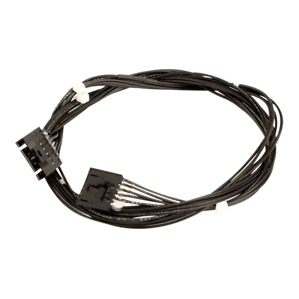 A black jumper cable with connectors on both ends, used for connecting a switch to a board in Cornelius equipment.