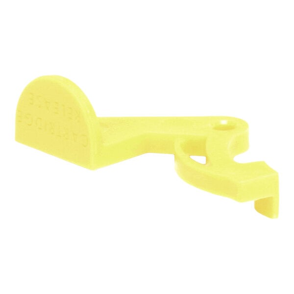 A yellow plastic lever cartridge lock release component.