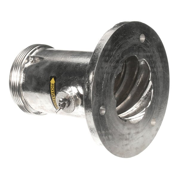 A metal bowl with a plate pin designed for use with the Biro AFMG-48 meat grinder.