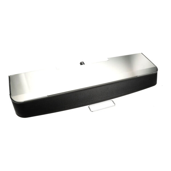 A rectangular black and silver drip tray kit for a beverage dispenser.