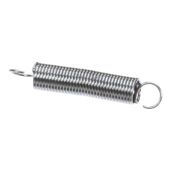 A metal coil spring with hooks on both ends, used as a hinge spring for safety covers.