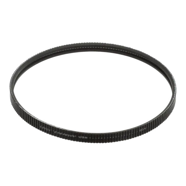 A black 2V poly flex motor belt for a Biro machine.