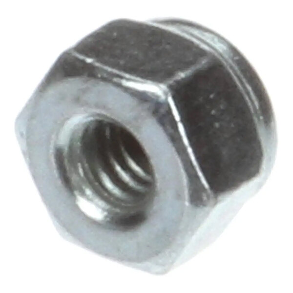 A zinc-plated hex nylock nut with a 12-24 thread size.