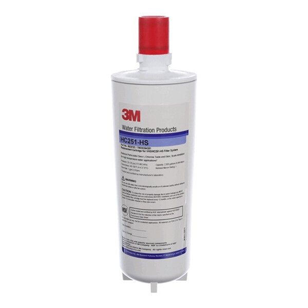 A 3M HC251-HS water filtration cartridge assembly with a red cap.