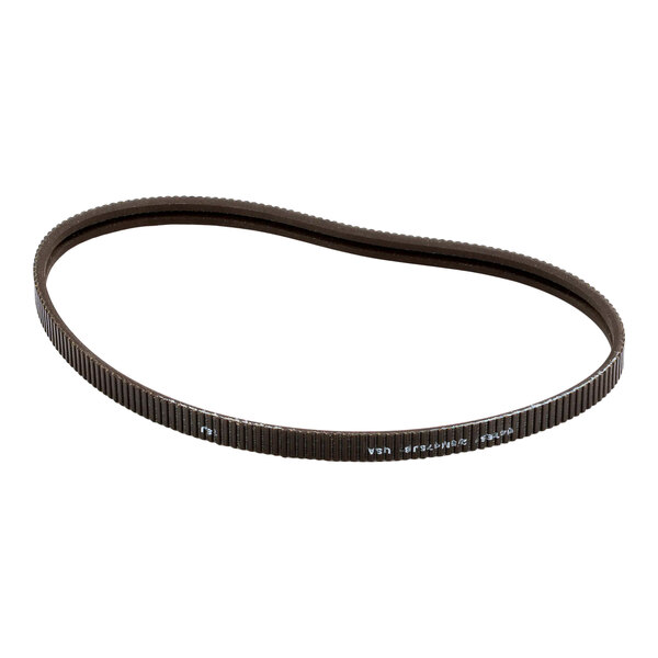 A brown 2V poly flex motor belt for machinery or equipment.