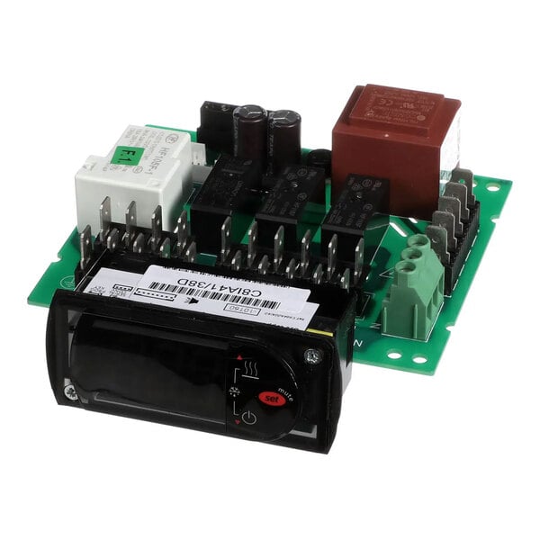 A temperature control kit for a refrigerator, featuring a circuit board with relays and a digital control interface.