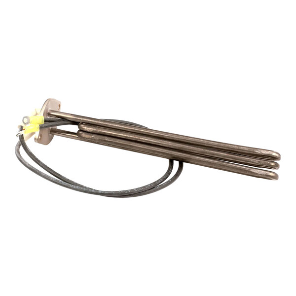 A metal heating element with attached wires designed for use in Concordia Beverage Systems equipment.