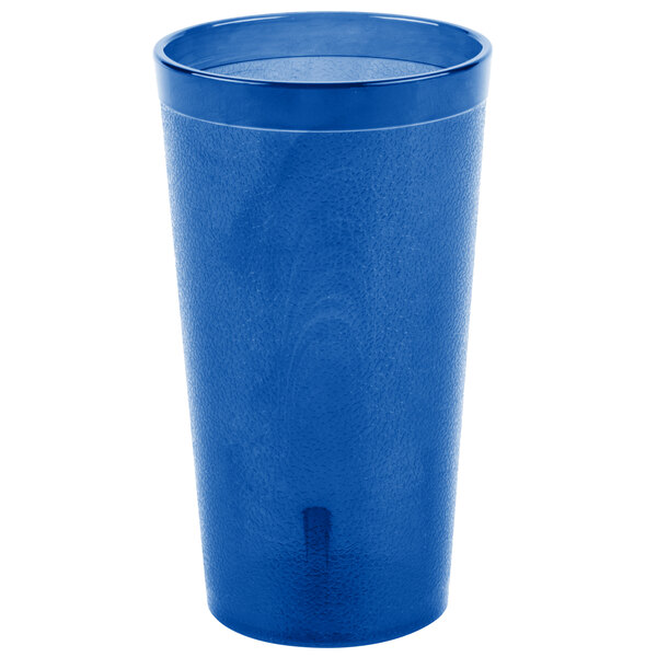 Blue Round Cups with Straw - 25 Pieces 