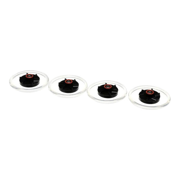 A set of four circular preventive maintenance kit parts for Grindmaster-Cecilware equipment.