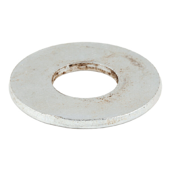 A flat metal washer with a central hole, suitable for use with a 5/8 bolt.