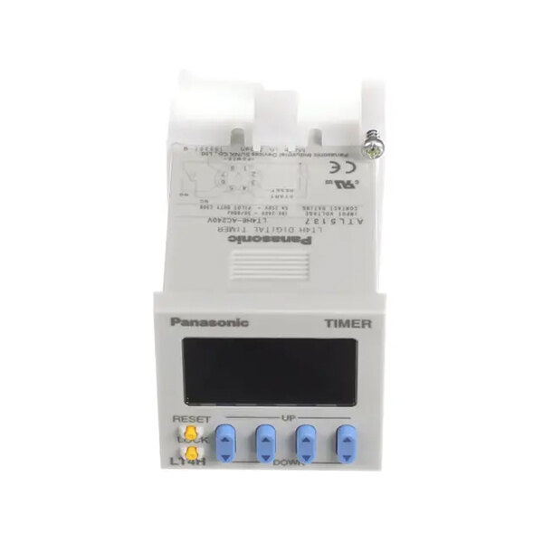 A Panasonic digital timer with a display screen and control buttons, designed for 8-pin, 100-240V AC operation.