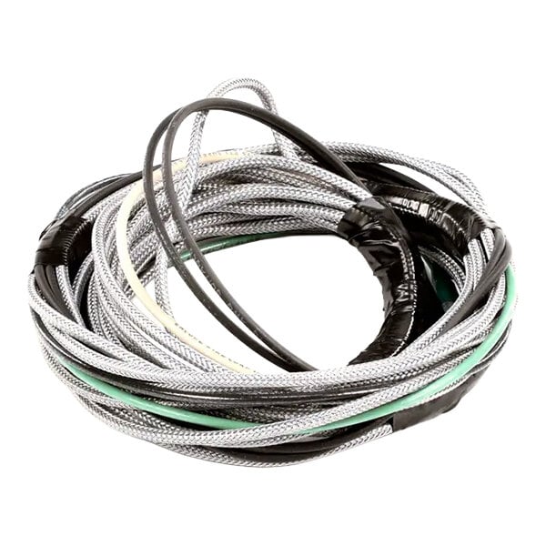 A coiled four-sided door heater with braided covering, designed for a 34 x 79 inch opening.