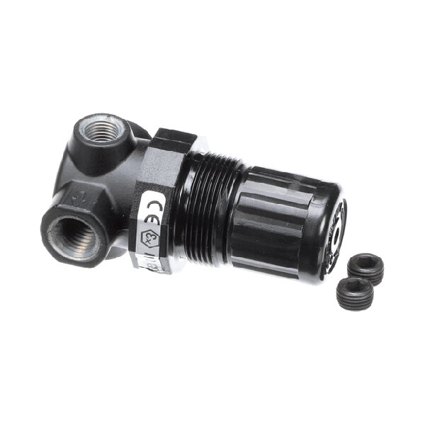 A black JoeTap JT-12624 regulator with a 1/4 inch NPT connection and a 5-50 PSI range, shown with two small fittings.