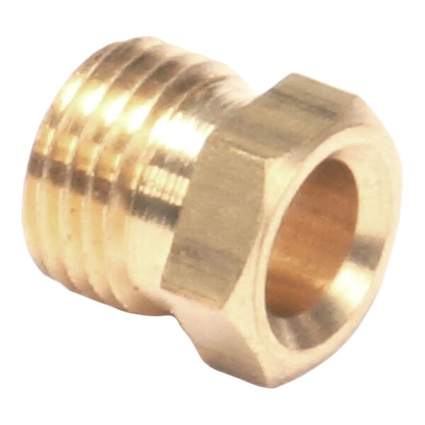 A brass nut designed for use with a gas valve.