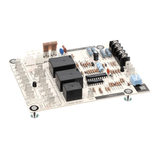 A circuit board for an International Comfort Products system featuring various electronic components and connectors.