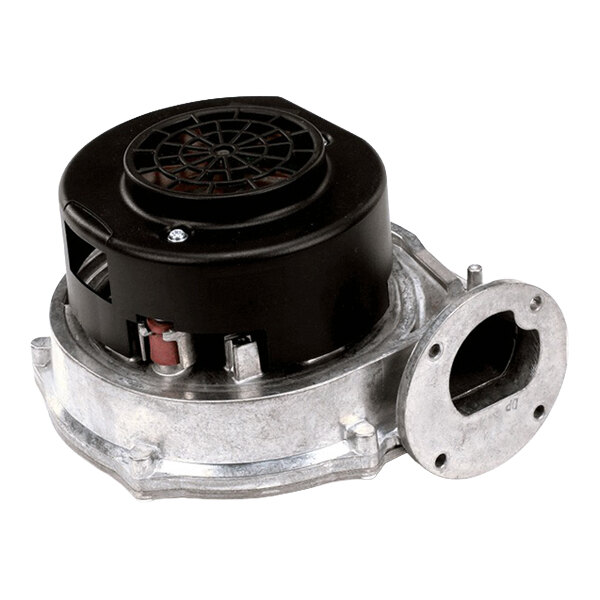 A metal and plastic combustion fan assembly for a gas appliance.