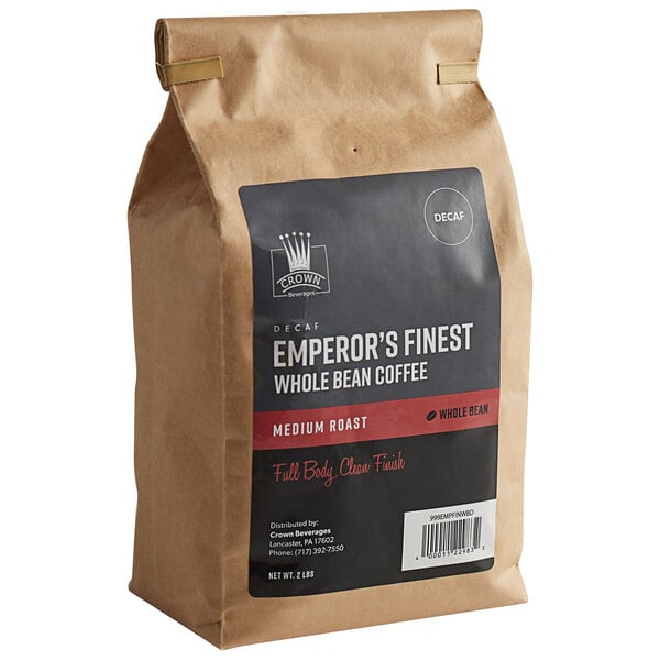 Crown Beverages 2 Lb Emperor S Finest Whole Bean Decaf Coffee 5 Case