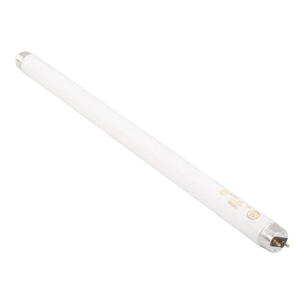 A cylindrical T8 fluorescent lamp with metal pins at both ends.