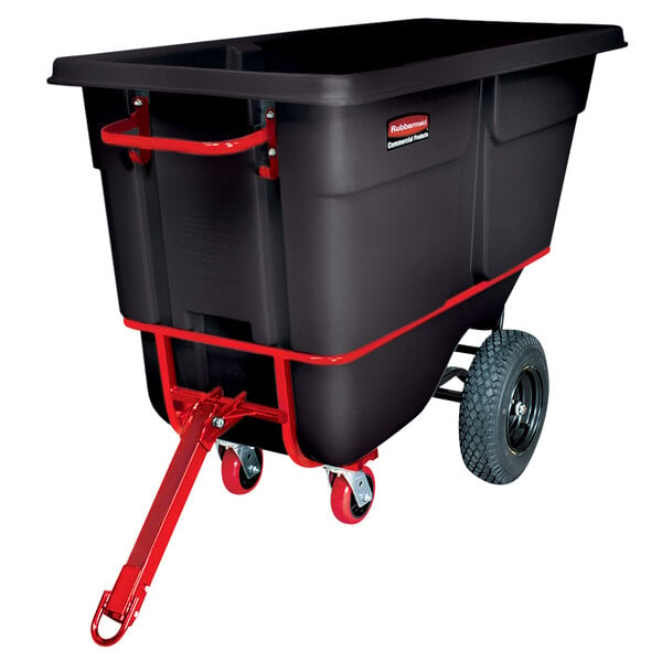 Rubbermaid FG130641BLA Black 0.5 Cubic Yard Towable Trainable Tilt ...