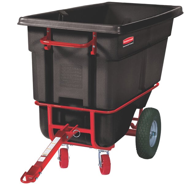 Rubbermaid FG130641BLA Black 0.5 Cubic Yard Towable Trainable Tilt ...