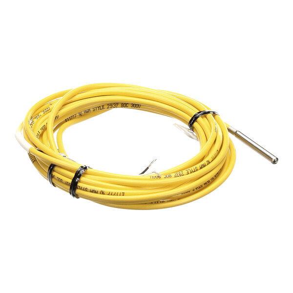 A yellow temperature sensor cable with an NTC thermistor probe at one end.