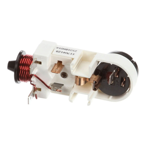 A Hoshizaki 4A2135-04 start relay with a white plastic body, copper coil, and metal connectors.