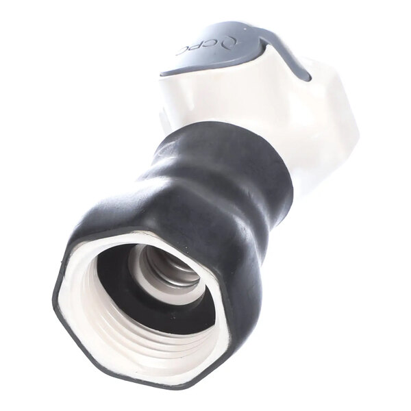 A black and white Hydra Rinse supply hose female quick connect fitting.