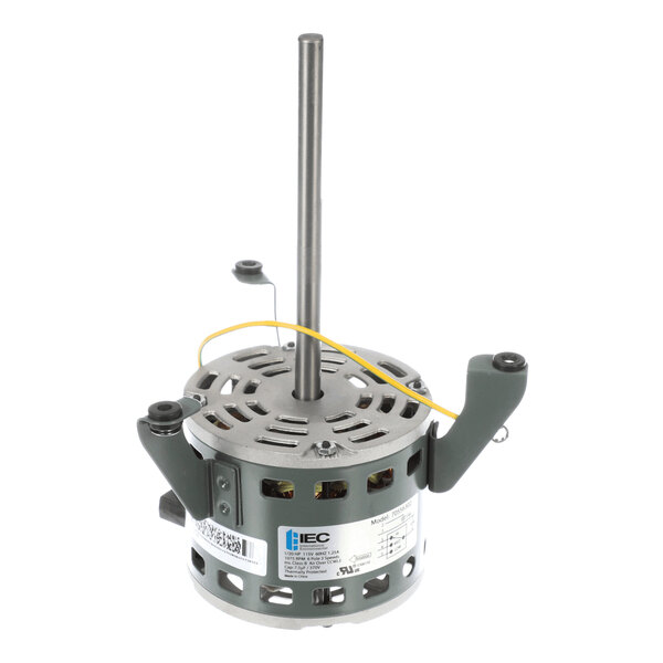 A direct drive electric motor with a vertical shaft and attached mounting brackets.