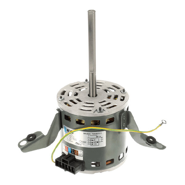 A direct drive electric motor with mounting brackets and wiring, used for HVAC systems.
