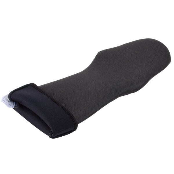 A black San Jamar UltiGrips puppet style oven mitt.