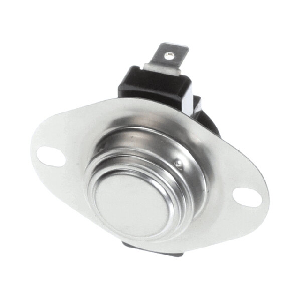 A metal disc limit switch with mounting holes and electrical terminals.