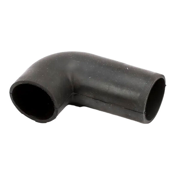 A black rubber elbow-shaped drain hose.
