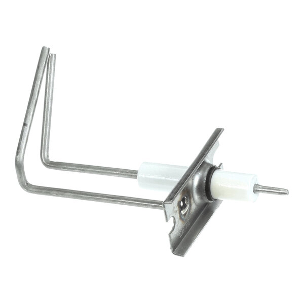 An International Comfort Products 1171306 ignitor with a metal bracket and ceramic insulator.