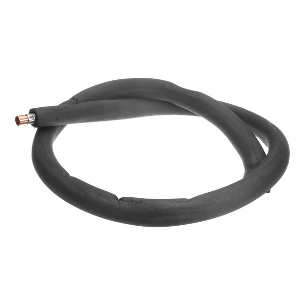 A coiled 5/8 inch metal flex line with foam insulation.