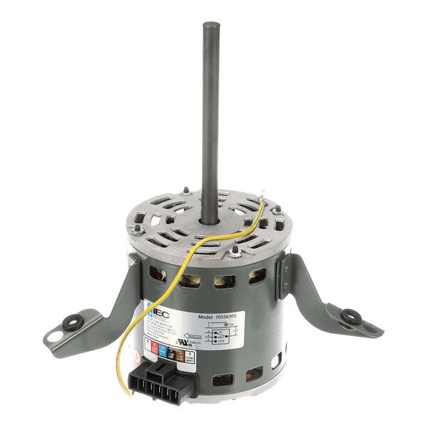 A direct drive motor with mounting brackets and an attached wiring harness.