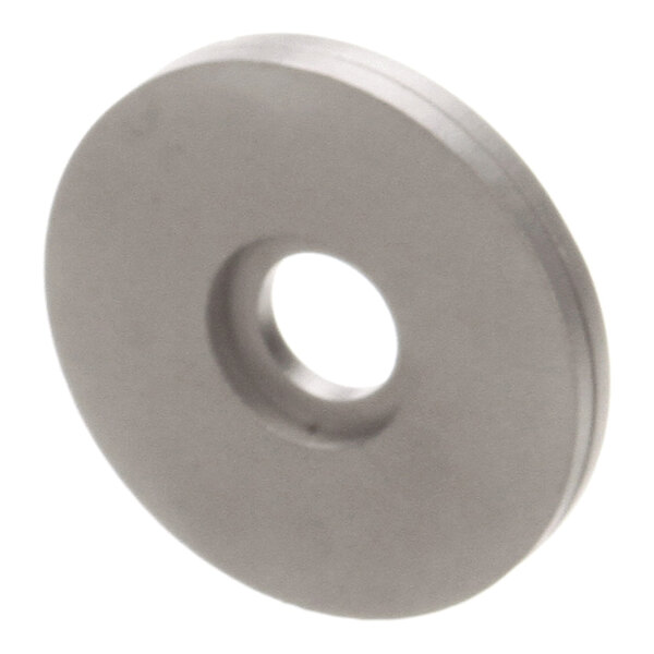 A round metal bearing handle with a central hole, typically used in door hardware applications.