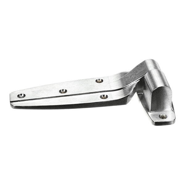 A stainless steel hinge with a flat mounting plate and three screw holes.