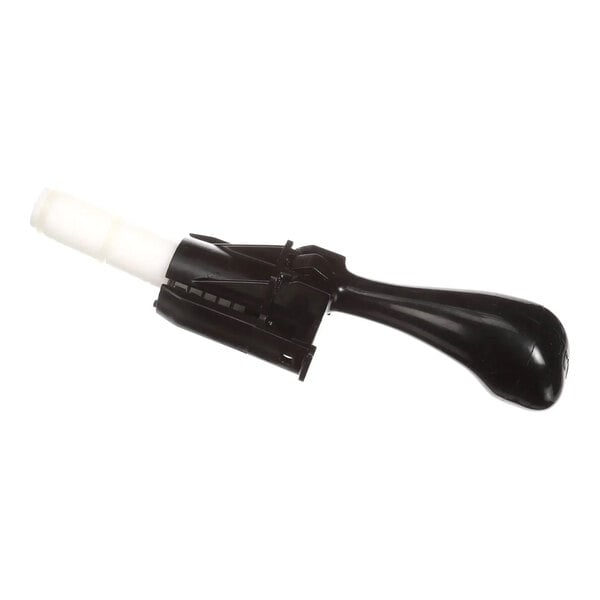 A black dispenser handle assembly with a white attachment, designed for Grindmaster-Cecilware equipment.