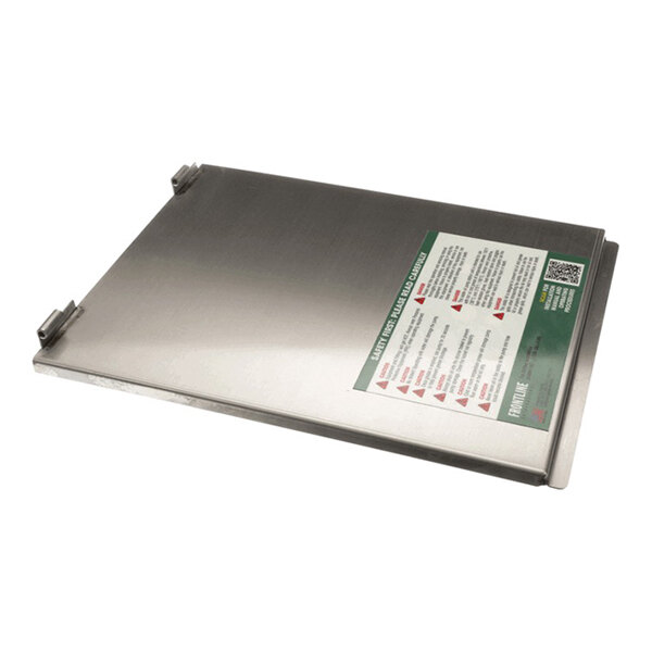 A stainless steel caddy lid with attached instructions and mounting clips.