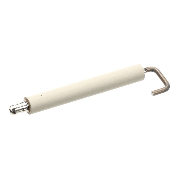 A cylindrical spark rod with a metal connector and a hooked end.