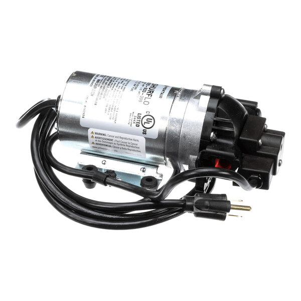 A replacement water pump with attached power cord, designed for use with Lancer beverage equipment.